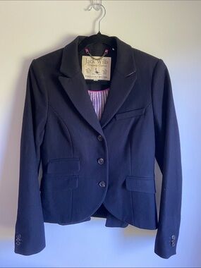 Jack Wills Navy Women's Tailored Blazer with Pink Lining Detail